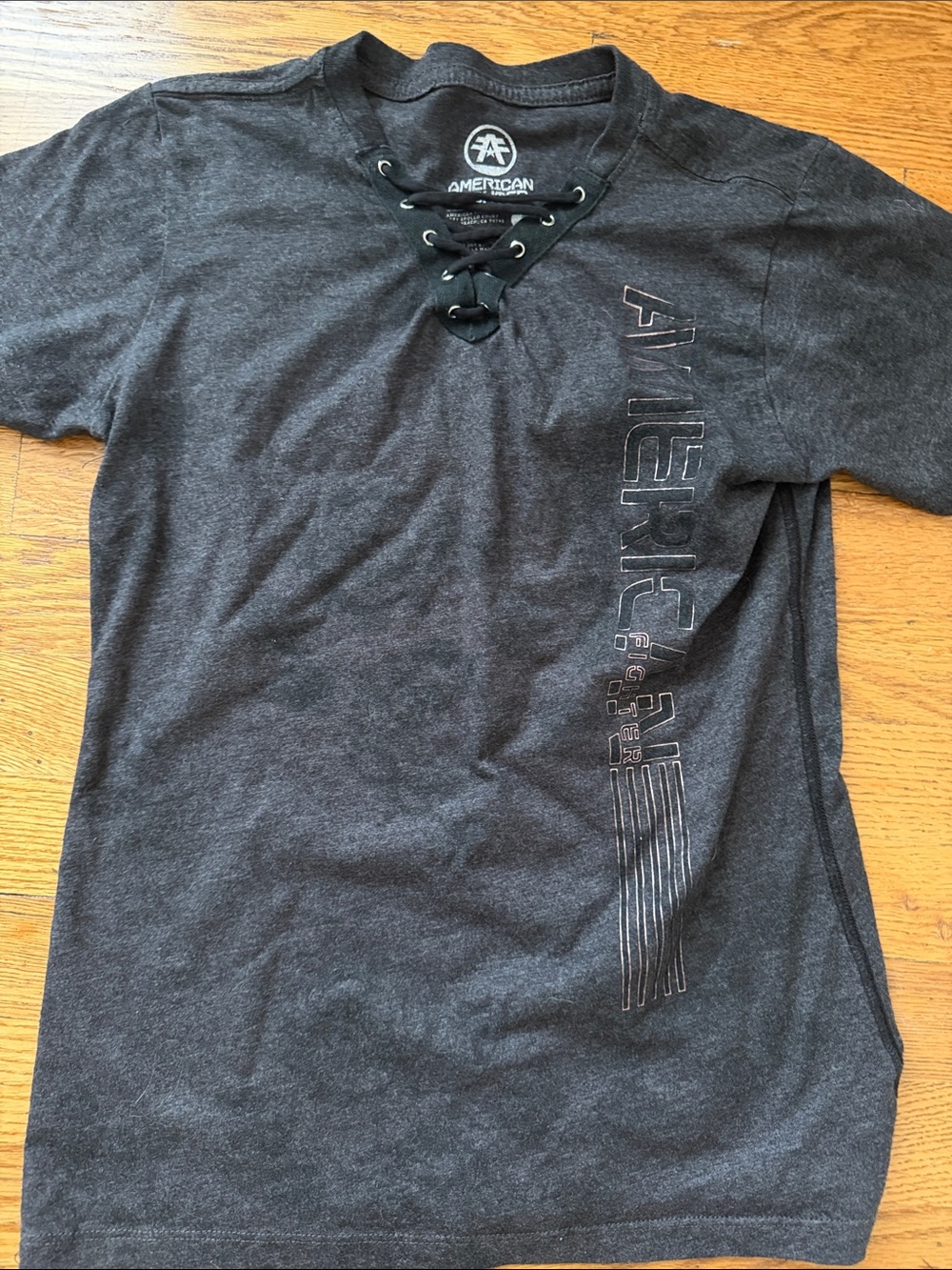 American Fighter Charcoal Gray Lace-Up Short Sleeve Tee